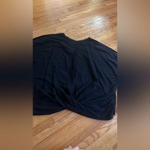 Black, long sleeve shirt, keyhole, back twist